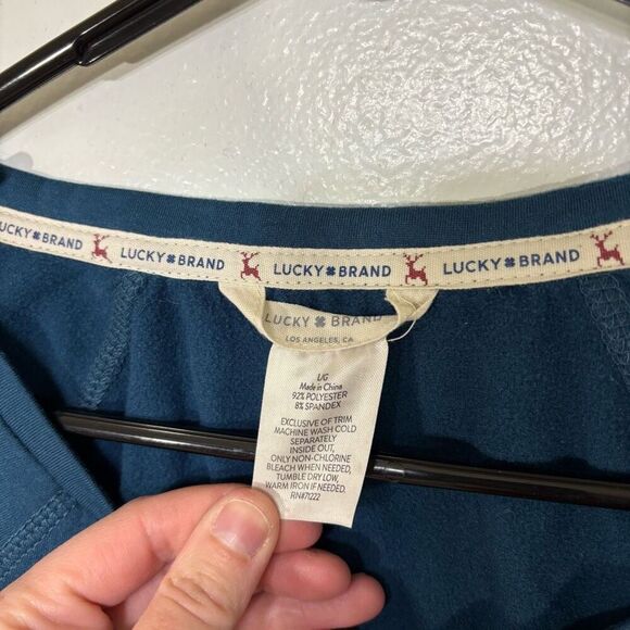 Lucky Brand Teal Super Soft Long Sleeve Shirt With Clover On Front - Picture 2 of 4